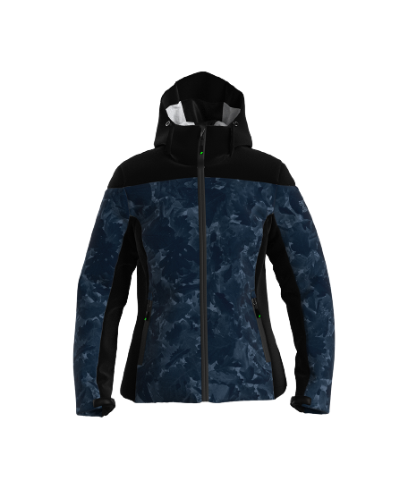 Skijacke ENERGIAPURA Jacket With Hood Flond Camouflage Leaves Lady Blue - 2023/24