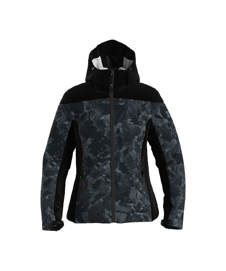 Skijacke ENERGIAPURA Jacket With Hood Flond Camouflage Leaves Lady Grey / Black - 2023/24