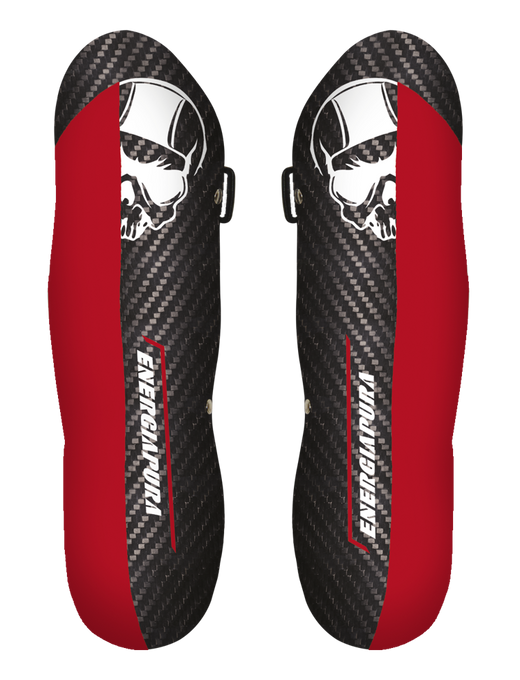 Shin Guards ENERGIAPURA Parastinchi Carbon Racing Senior Black/White Skull/Red - 2022/23