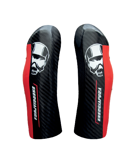 Shin Guards Energiapura Carbon Pro Black/White Skull/Red - 2024/25